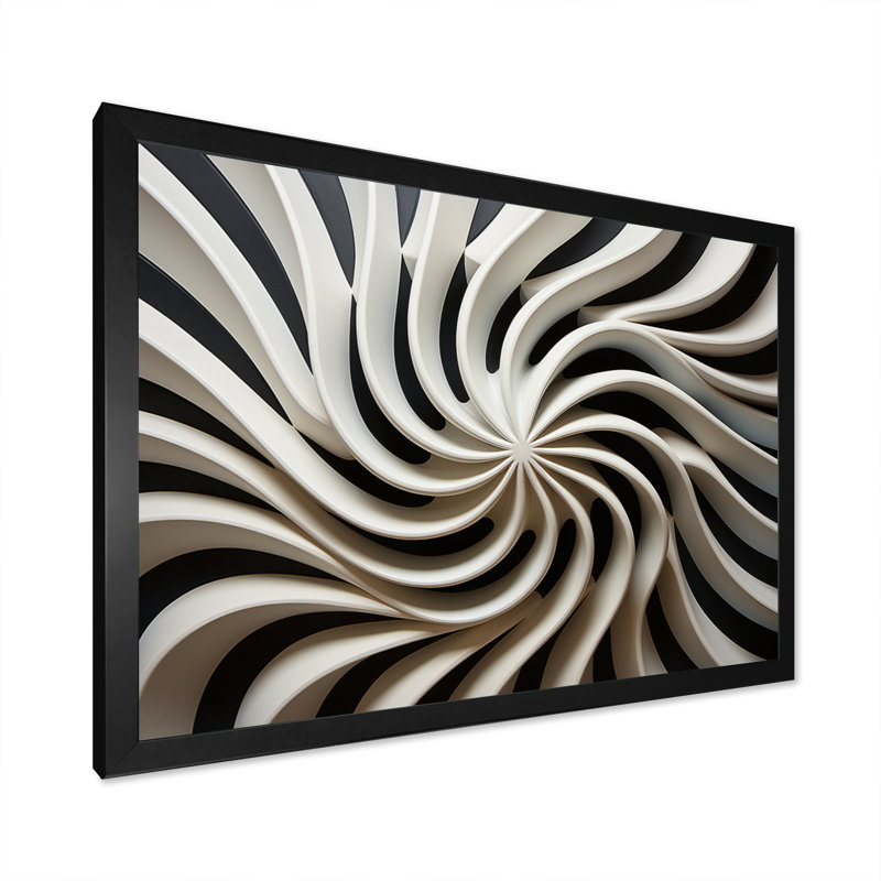 Art mural noir et blanc Opt I, H 34 po x l 44 po x P 1,5 po, Cadre photo noir