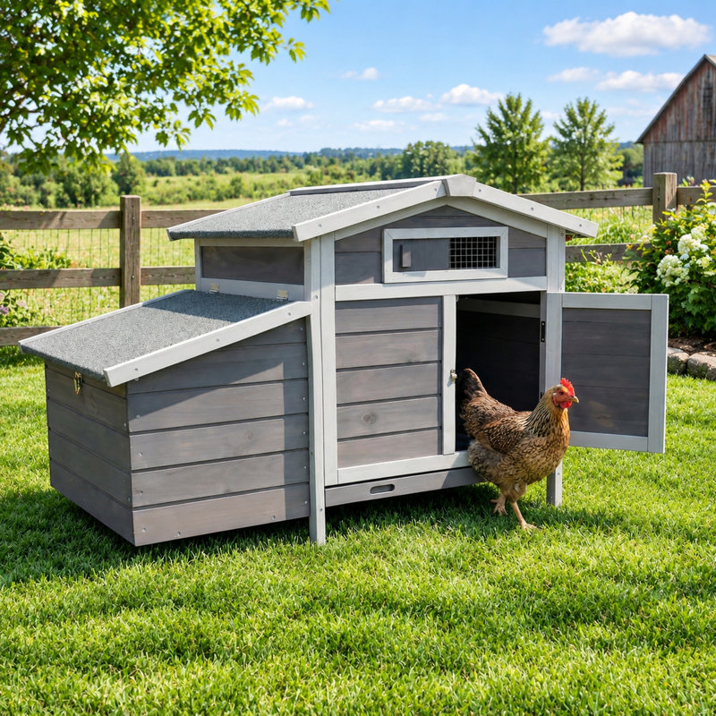 Poulailler d'extérieur en bois avec plateau coulissant et boîte de nidification