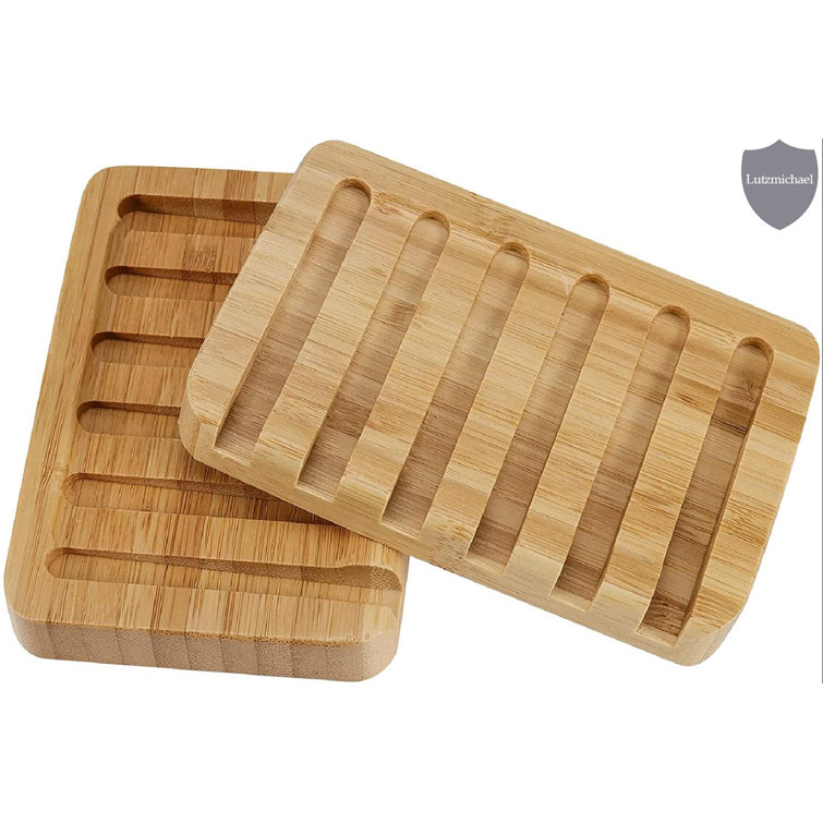 Wooden Bar Soap Holder with Self Draining Tray Waterfall Drain