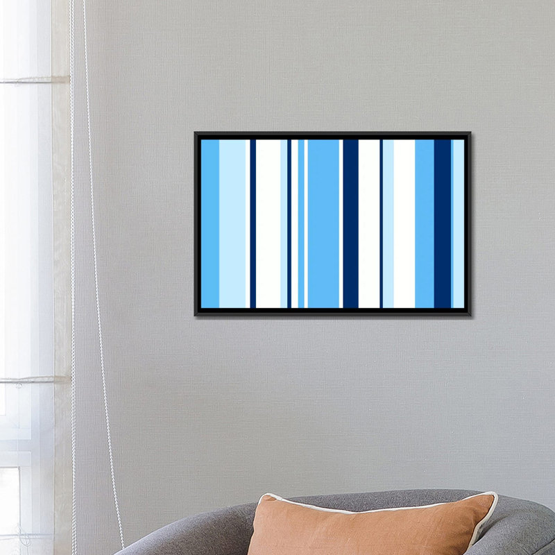 Art sur toile rayée, H 18 po x l 26 po x P 1,5 po, Toile encadrée noire