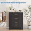 Grandes commodes pour la chambre à coucher avec 4 tiroirs, commode en bois avec poignées dorées pour le placard, table de chevet moderne pour le chevet-415313103