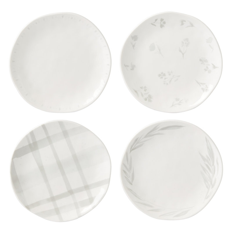 Oyster Bay 4Pc Tidbit Plates, Assorted Patterns