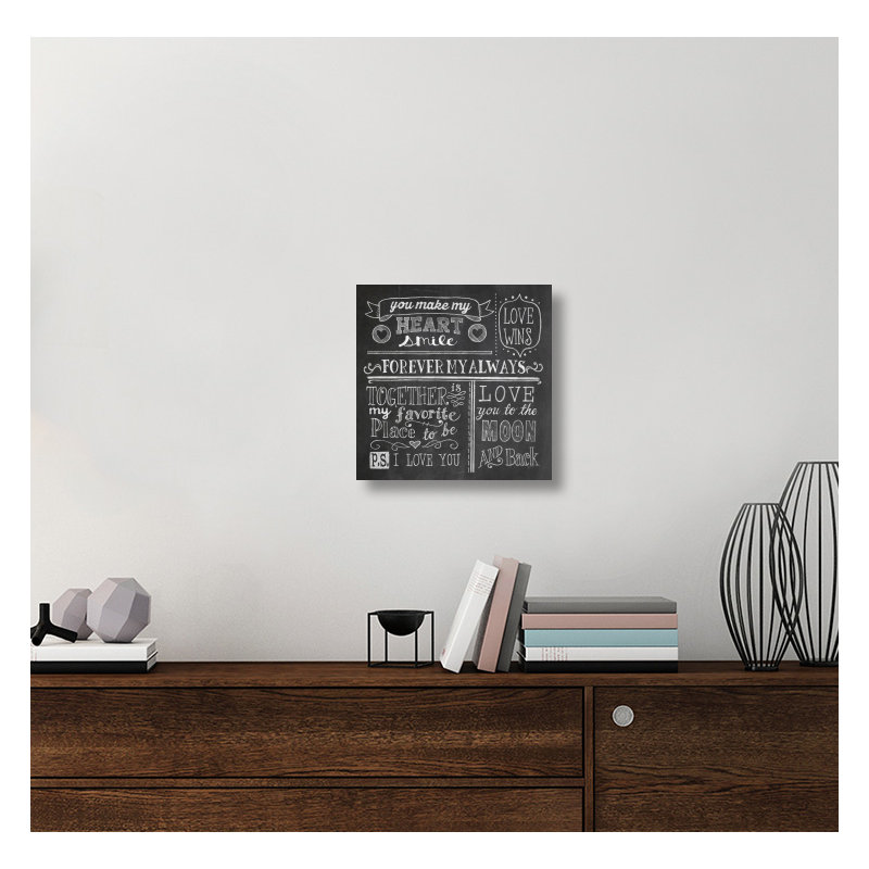 « inspiration tableau noir i », art textuel sur toile, H 18 po x l 18 po x P 1,5 po, Pas de tapis, Toile avec cadre noir