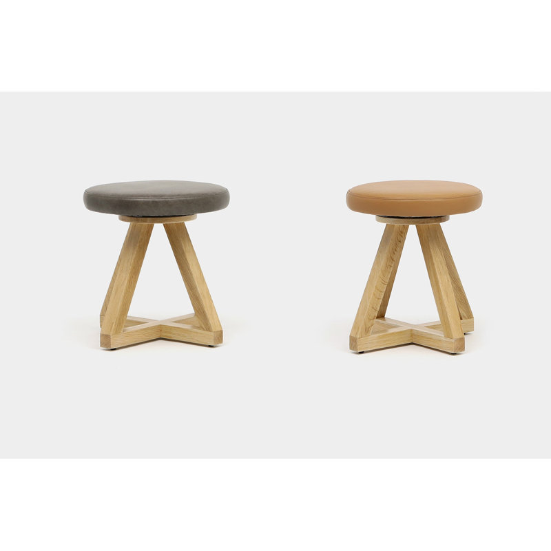 X Solid Wood Accent Stool, Canyon, Bleached White Oak