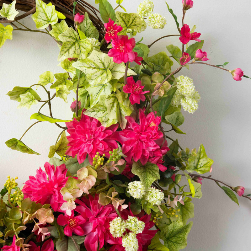 Handcrafted Faux Dahlia 28'' Wreath