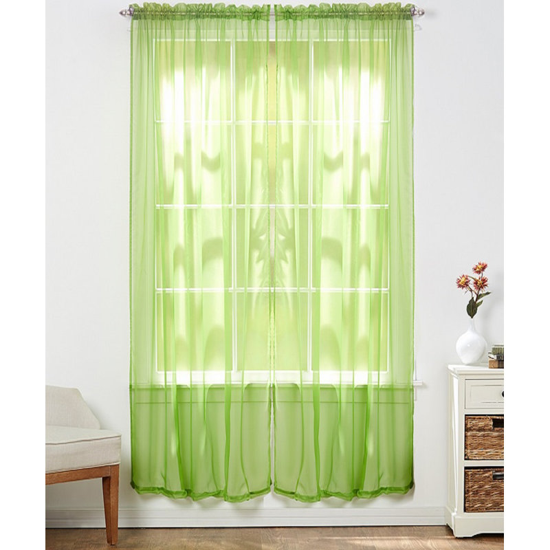 Ensemble de rideaux transparents unis avec passe-tringle, Vert lime