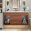 Meuble-lavabo simple 35,4 po Mid-Century avec lavabo encastré en céramique intégré