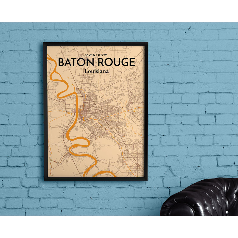 Baton Rouge City Map - No Frame Print, 70cm H x 50cm W x 0.13cm D