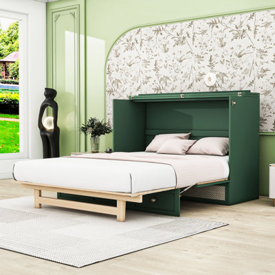 Lit escamotable en bois avec tiroirs