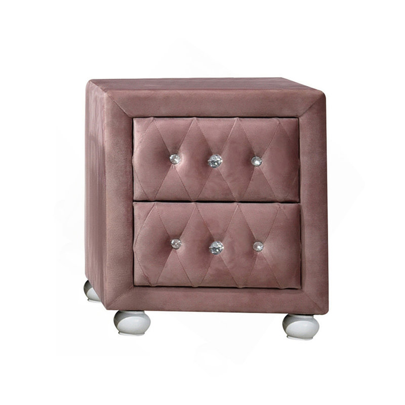 Table de chevet 2 tiroirs rose