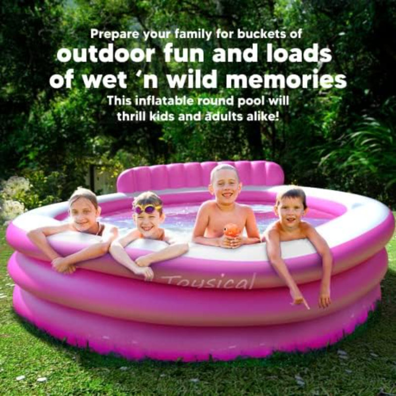 Piscine gonflable ronde avec sièges et dossier pour enfants, famille et adultes, «88 X 85 X 21»