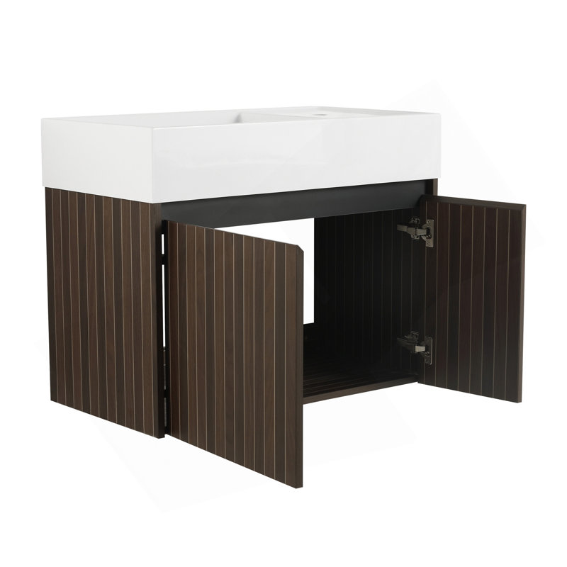 Armoire de salle de bain 30 po avec lavabo, portes à fermeture douce, fixation flottante, pour petite salle de bain