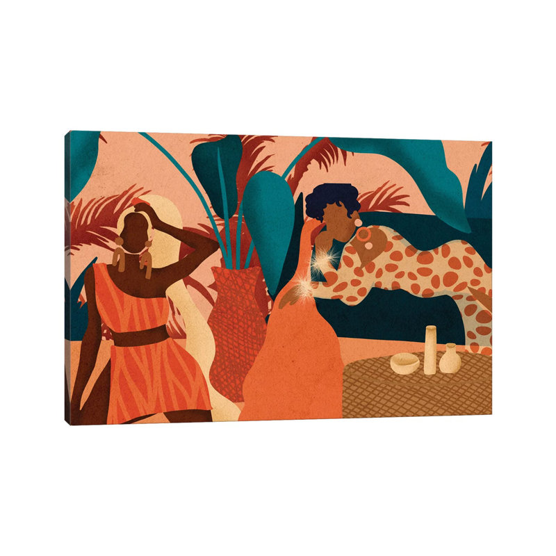 Girls Night In by Reyna Noriega - Painting on Canvas, Wrapped Canvas, 30.48 cm H x 45.72 cm W