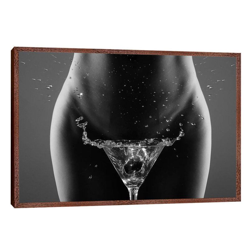 There's Your Drink, Sir... by Roland Helerand - Floater Frame Print on Canvas, Brown Framed