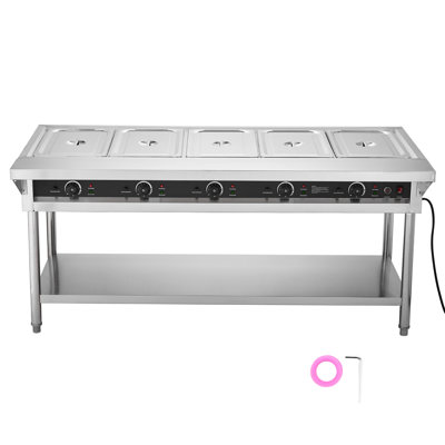 5-Pan Commercial Food Warmer Steam Table with Independent Temperature Control