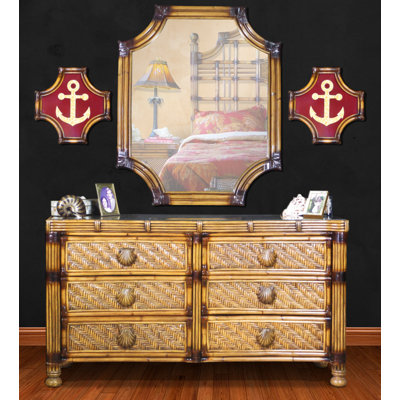 Commode double 6 tiroirs avec miroir Royal Palm