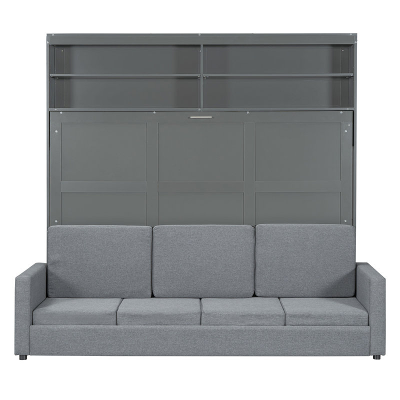 Grand lit escamotable mural avec canapé, lit escamotable pliable peu encombrant pour petit appartement, gris, Gris
