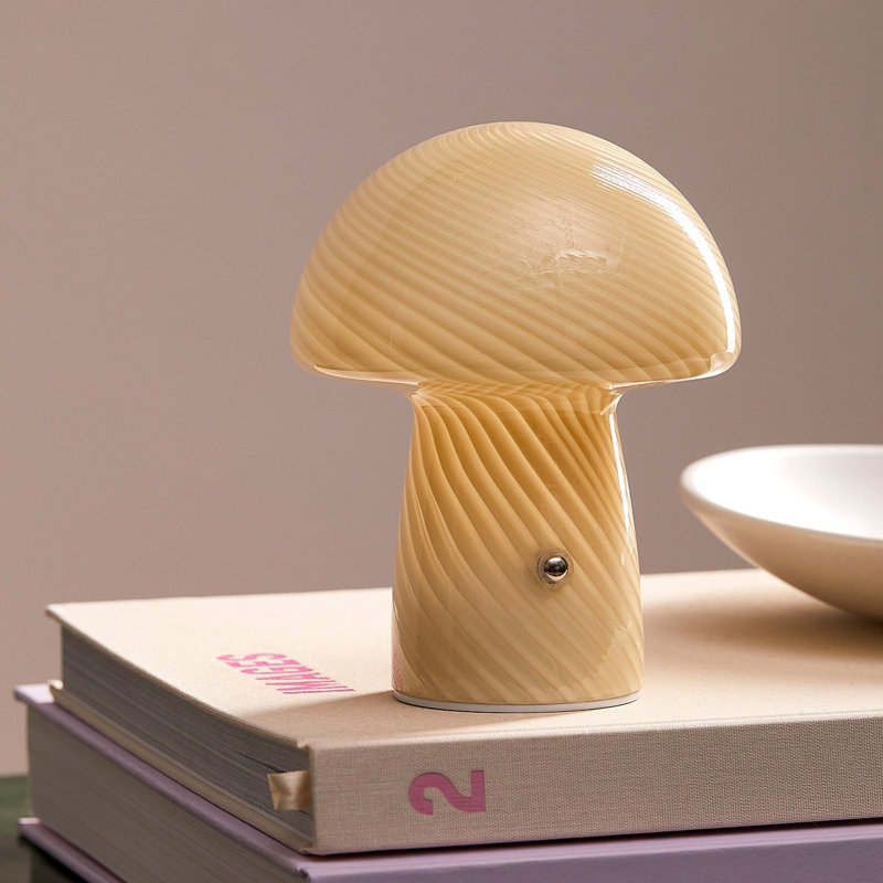Humber Mini Cordless Glass Mushroom Lamp, Butter, Butter