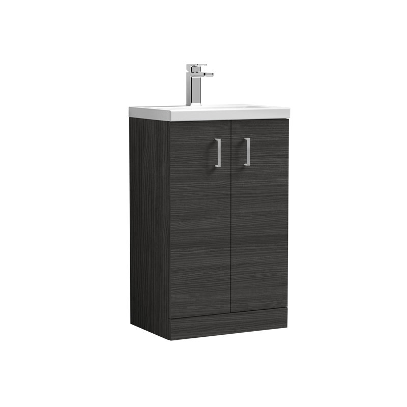 505mm Single Bathroom Vanity with Integrated Vitreous China Basin, Hacienda Black