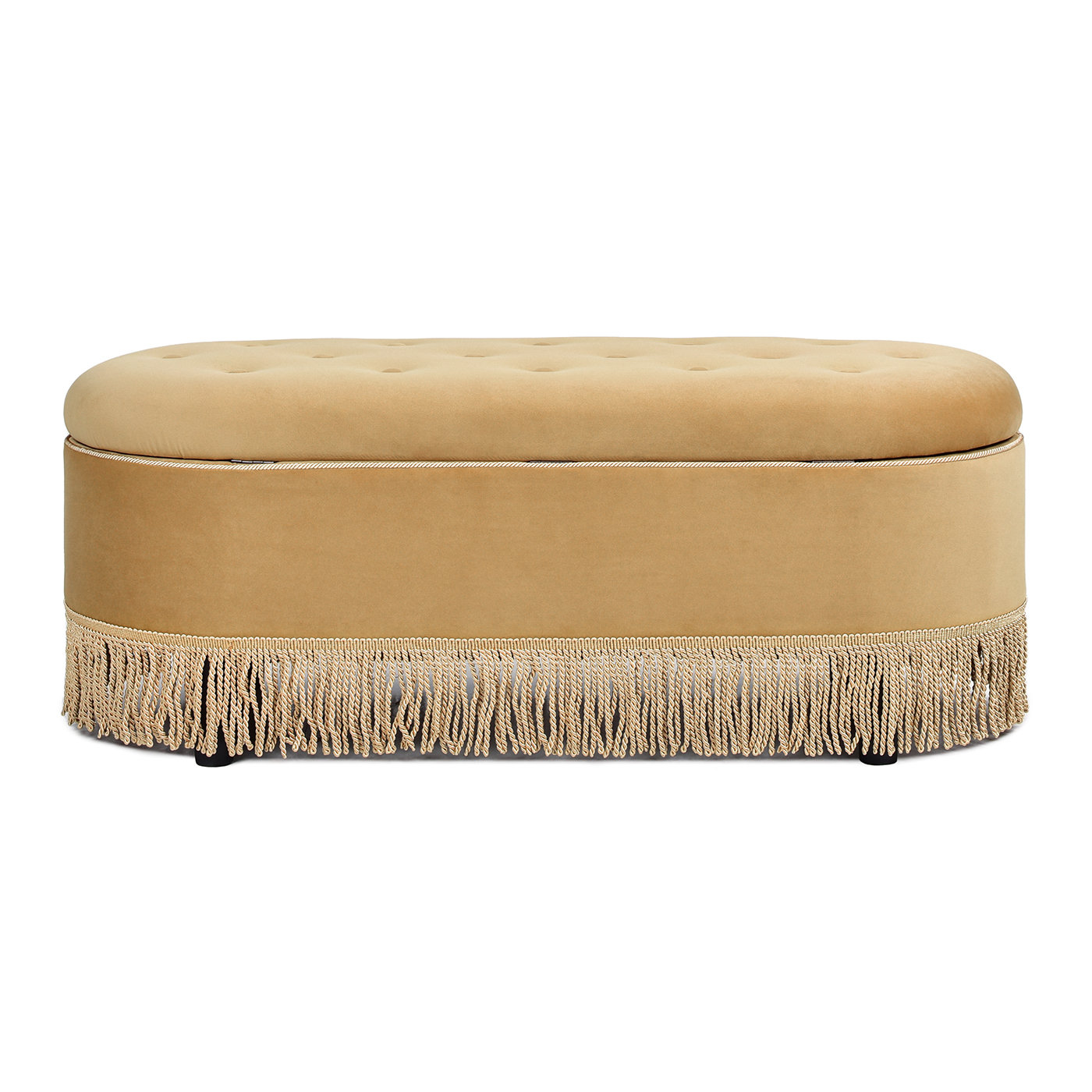 Melinda Oval Tufted Bullion Fringe Storage Bench