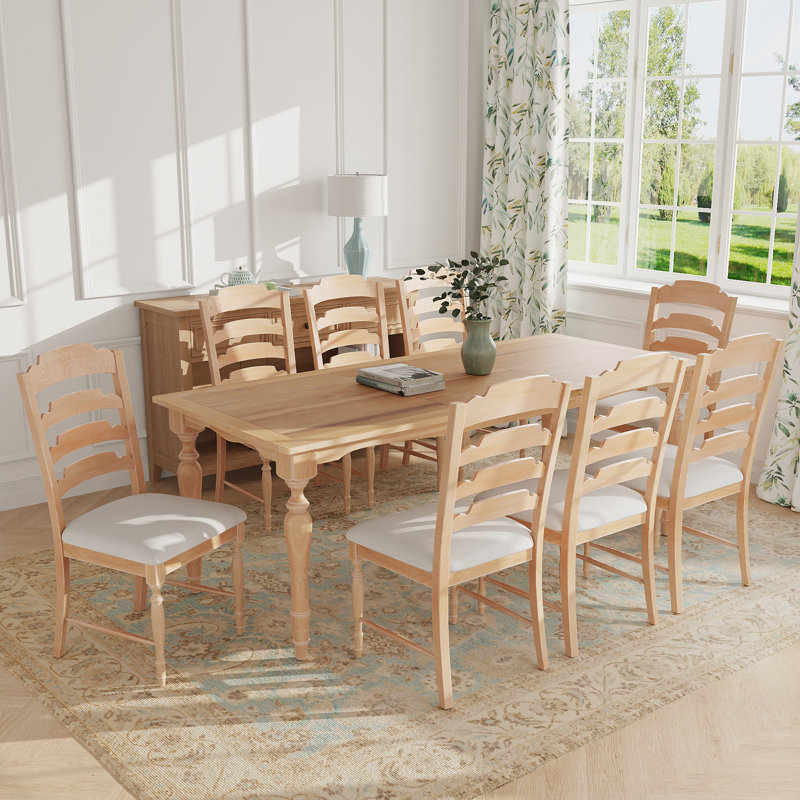 Ensemble de table de salle à manger extensible 82,7 pouces Ilarrold, Naturel, 9, Crème, naturel