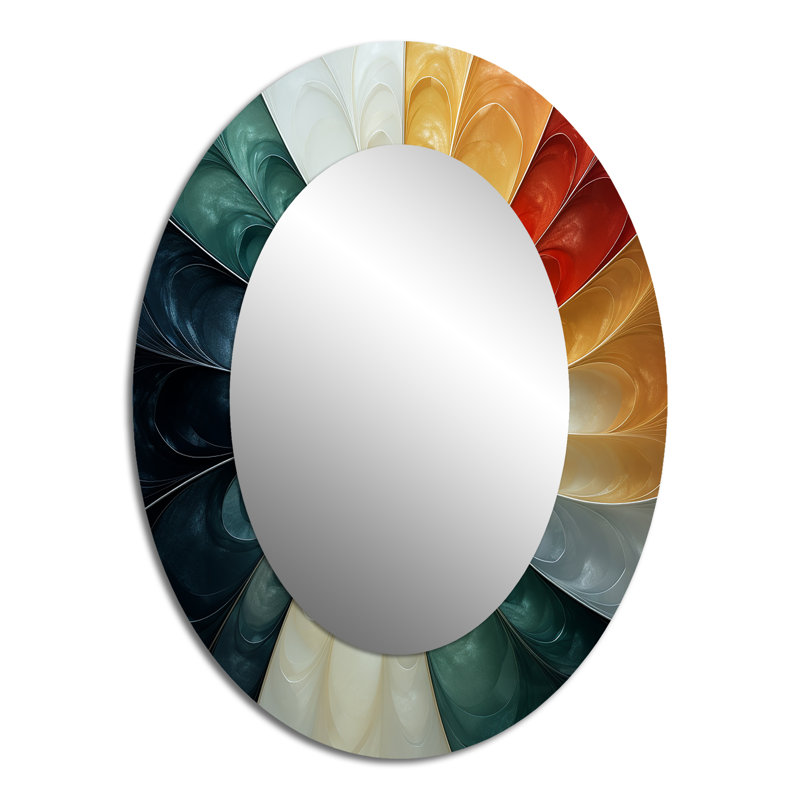 Spiral Miracle Of Cosmic Delight I - Abstract Oval Decorative Mirror On Metal, 40" x 30"