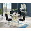 Tierra Modern Chrome Metal & Glass Round Dining Table Set with 4 Quilted Velvet Chairs-88388994-88389005-88389003