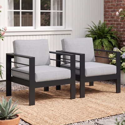 2-Piece Aluminum Outdoor Chairs with Soft Cushions