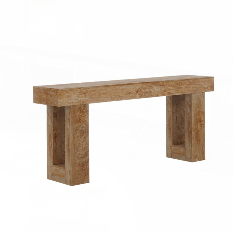63-Inch Natural Wood Farmhouse Console Table with Spacious Top, Ideal for Modern and Rustic Interiors, Natural Wood