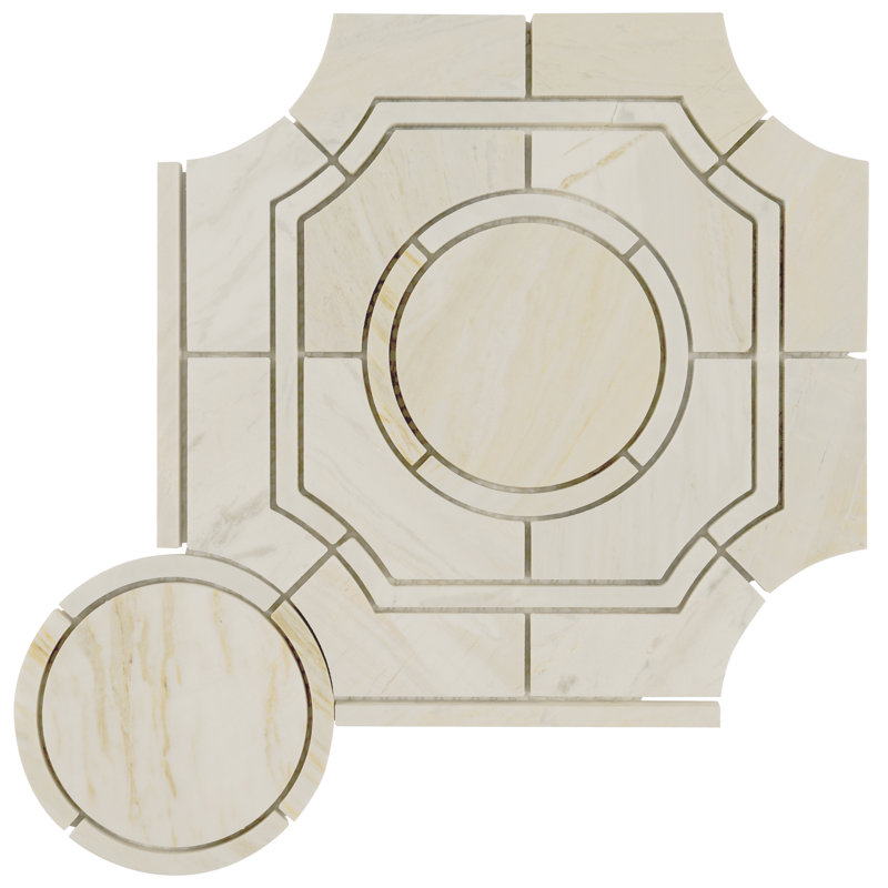 Selene Oro Galleria 10 in. x 10 in. Polished Marble Mosaic Floor and Wall Tile