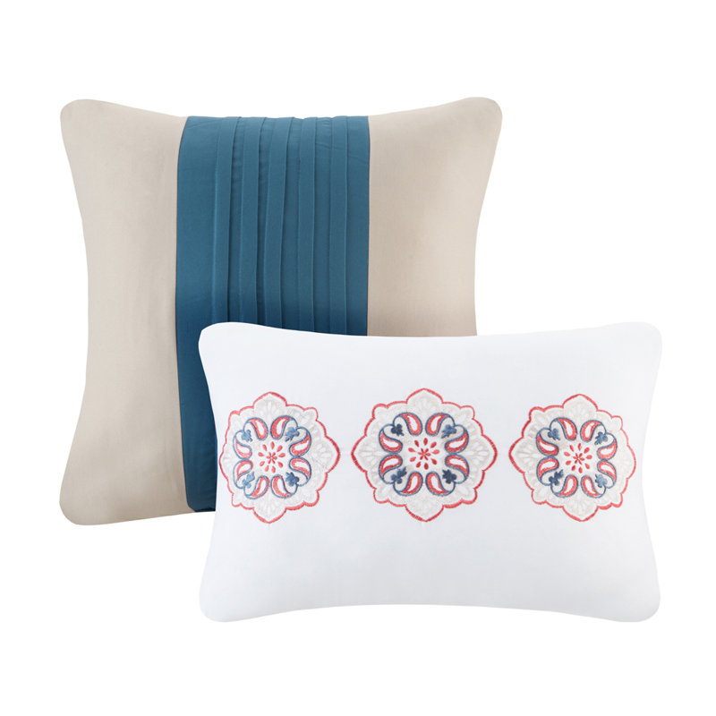 Blue Twin Reversible Microfiber Quilt Set with Decorative Pillows