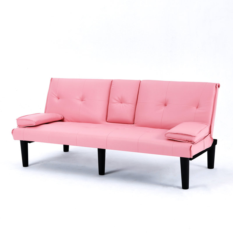Lit rose de 67 pouces de long avec porte-gobelet et lit double pour différents cas de figure, Rose