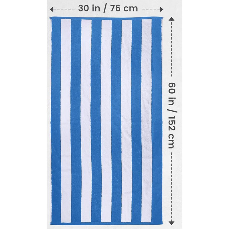 Serviette de plage surdimensionnée en coton - Grande serviette de piscine 70 x 35 pouces, serviette de bain à rayures à séchage rapide