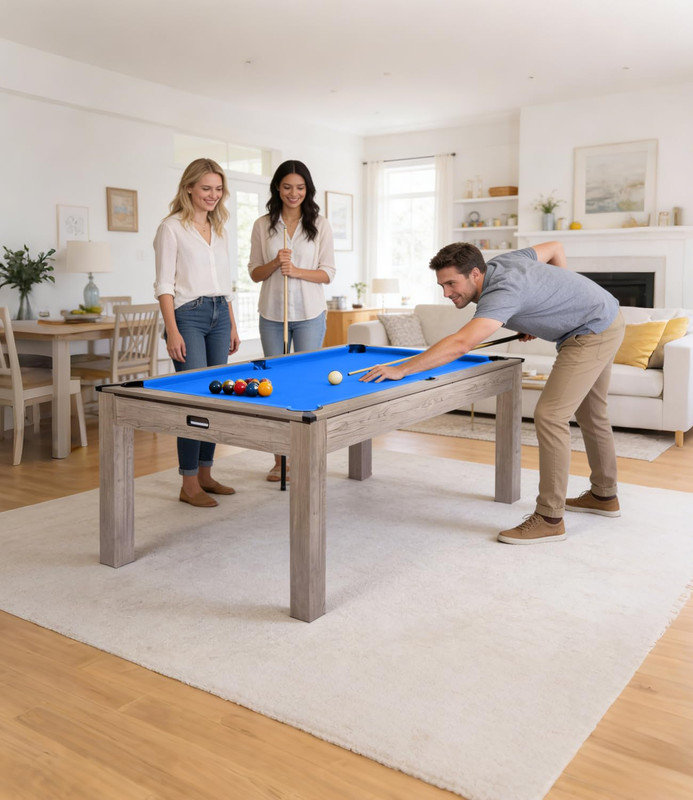 Table de billard 7 pi avec finition rustique - ensemble complet pour salle de jeux