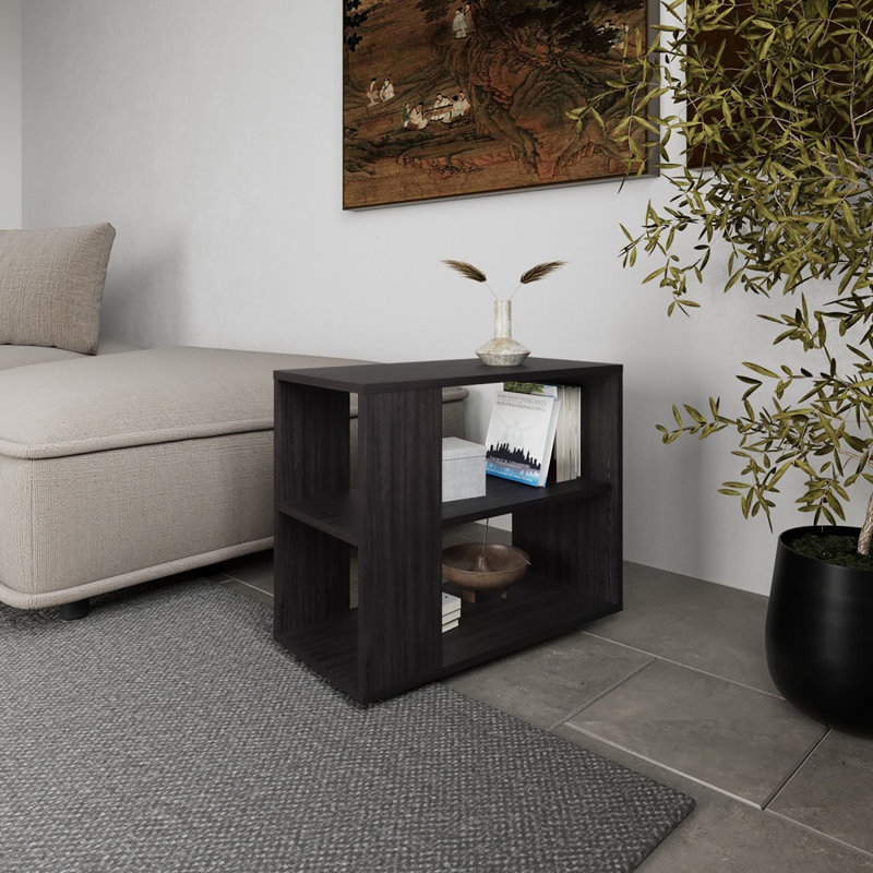 Rio Verde Side Table In Melamine With Open Storage, Wenge