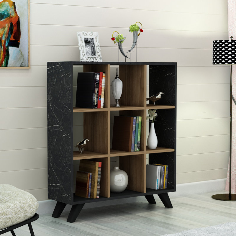 105cm H x 90cm W Cube Bookcase, Walnut