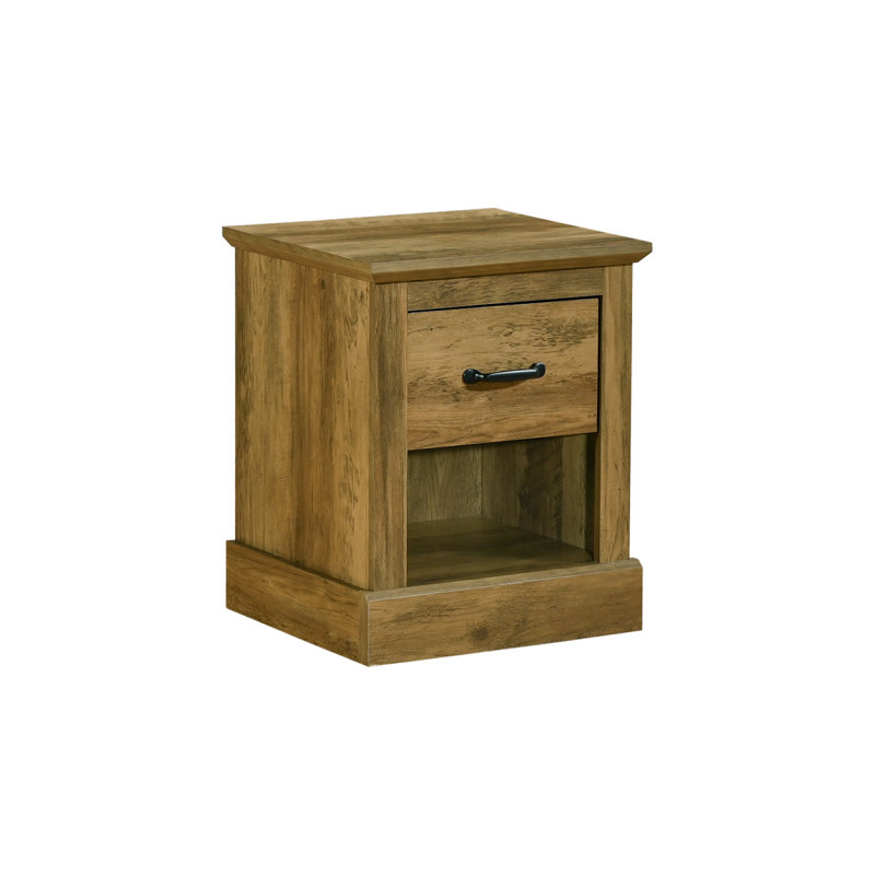 Table d'appoint, h 21 po, table de bout, tiroir de rangement, table de chevet, lampe, salon, chambre à coucher, stratifié de chêne brun foncé, transitionnel
