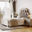 Lit double en bois massif avec tête de lit tapissier Blake - Design à oreilles moderne en velours