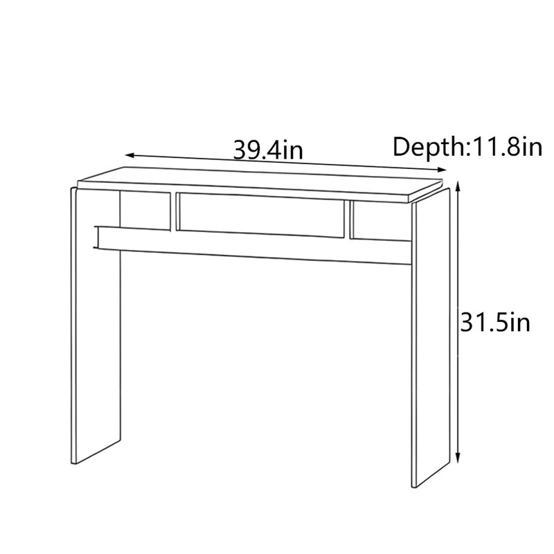 Table d'entrée en chêne massif de style Wabi-Sabi, H 31,5 po x l 39,4 po x P 11,8 po