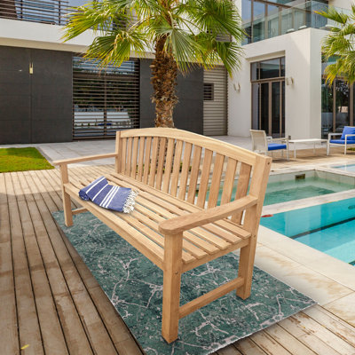 Cato Solid Teak Wood Outdoor Garden Bench