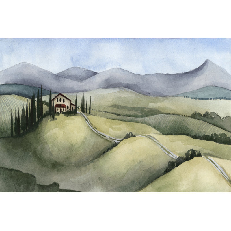Watercolor Tuscany III - Wrapped Canvas Painting, 30cm H x 46cm W x 3.8cm D