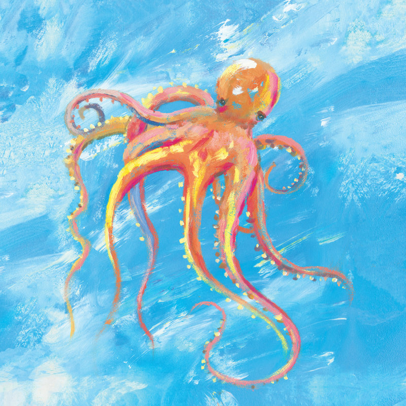 Cute Octopus Painting - Wrapped Canvas Painting, 30cm H x 30cm W x 3.8cm D