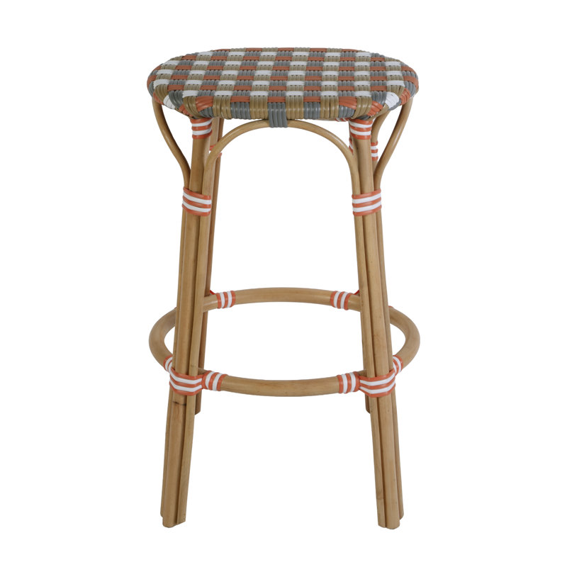 Tabouret de bar ovale en rotin de 30 po de hauteur Ballito, Orange et brun, 30
