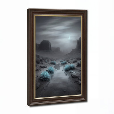 «Blue Agave Plants in Moonlit Desert Canyon», art mural