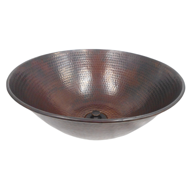 14" Round Copper Vessel Bathroom Sink--Handmade