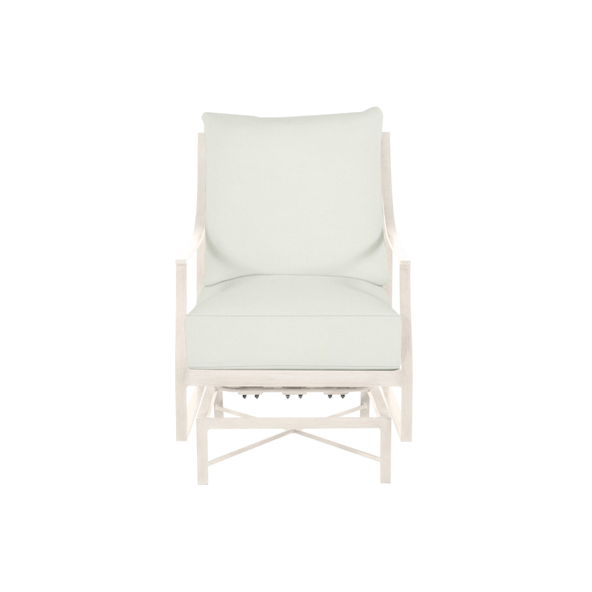 Monaco Wrought Aluminum Outdoor Spring Lounge Chair, Natural White, Slate Gray, No Welt + Standard Fill