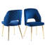 Élégantes chaises de salle à manger en velours de 4 avec des pieds en métal et un motif de dossier intrigant bleu