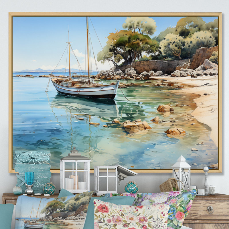 Dominicain Tranquil Bay II, reproduction d'art sur toile, H 30 po x l 40 po x P 1,5 po, Cadre naturel flottant
