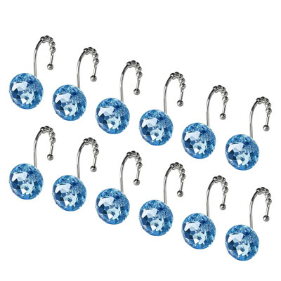 Luxury Round Shower Curtain Hooks With Glide Balls, Rust-Proof Rhinestone Rings For Effortless Curtain Movement