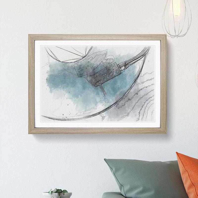 The Record Player Needle in Abstract - Picture Frame Graphic Art Print, 36cm H x 48cm W x 2cm D, Oak Framed